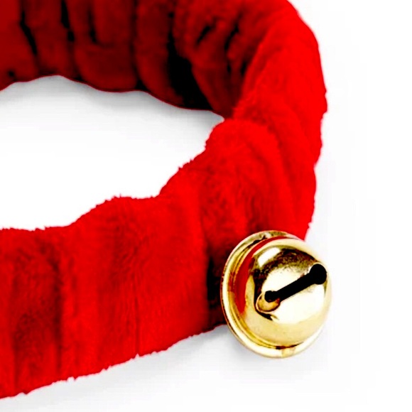 NEW MERRY MAKINGS Jingle Bell-Embellished Red Velvet Pet Neckpiece L/XL - Picture 6 of 15